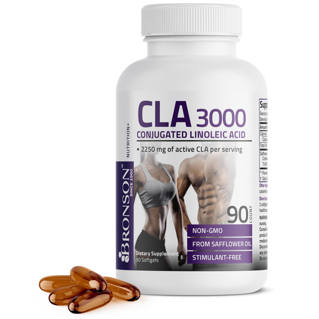 Bronson CLA 3000 Extra High Potency Weight Management Support, 120 Softgels | 2250 mg Active CLA per Serving, Non-Stimulating, 100% Safflower Oil, Lean Body Mass Support, Non-GMO