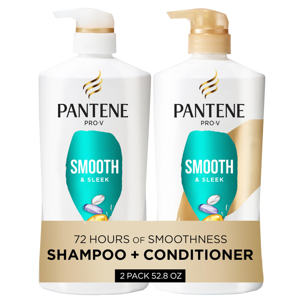 Pantene Shampoo & Conditioner Set, Daily Moisture Renewal - Pro-V Nutrients for Dry, Color-Treated, Straight to Curly Hair, 72-Hour Hydration & Softness, 52.8 Oz Total + Miracle Rescue Shot (0.5 Oz)