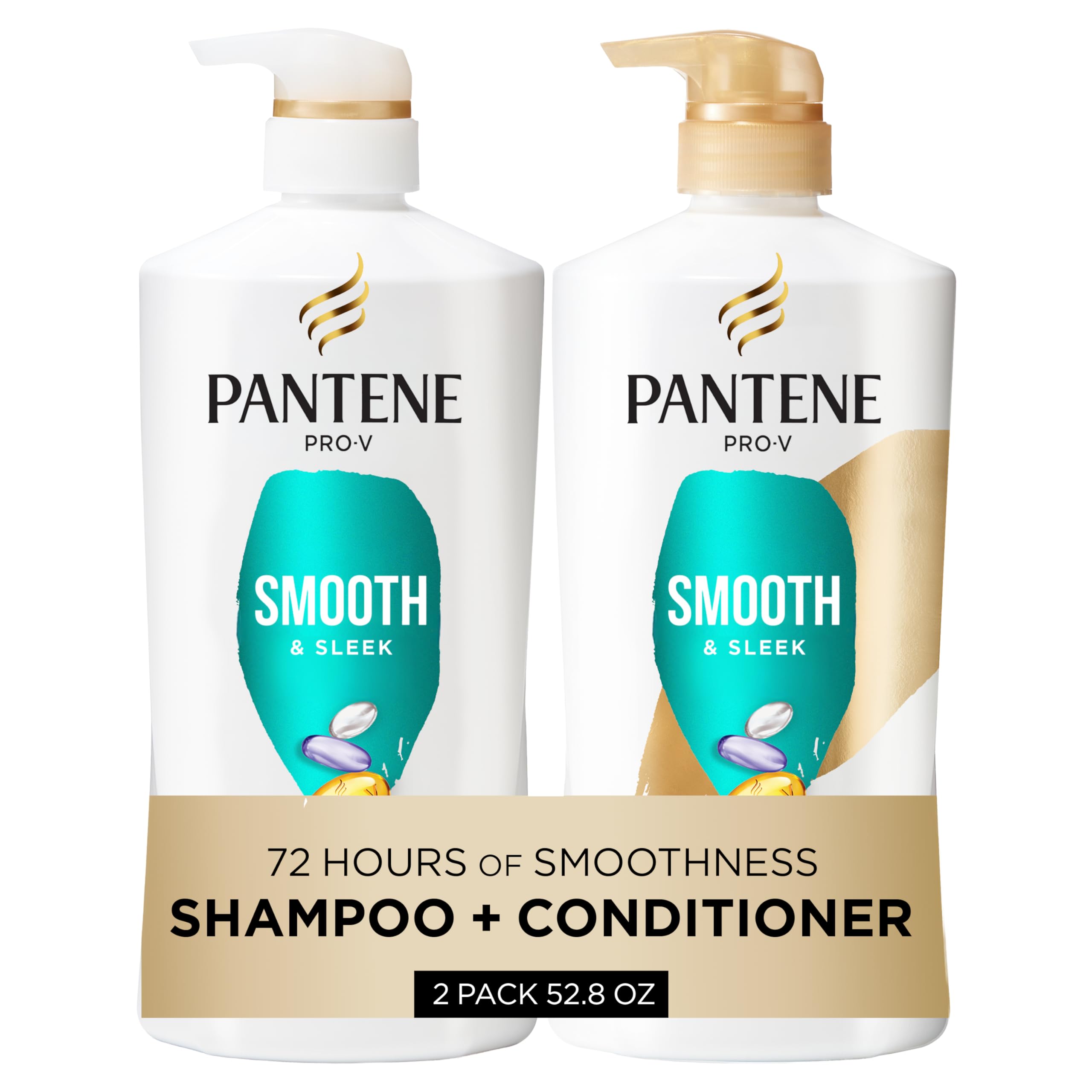 Pantene Shampoo & Conditioner Set, Daily Moisture Renewal - Pro-V Nutrients for Dry, Color-Treated, Straight to Curly Hair, 72-Hour Hydration & Softness, 52.8 Oz Total + Miracle Rescue Shot (0.5 Oz)