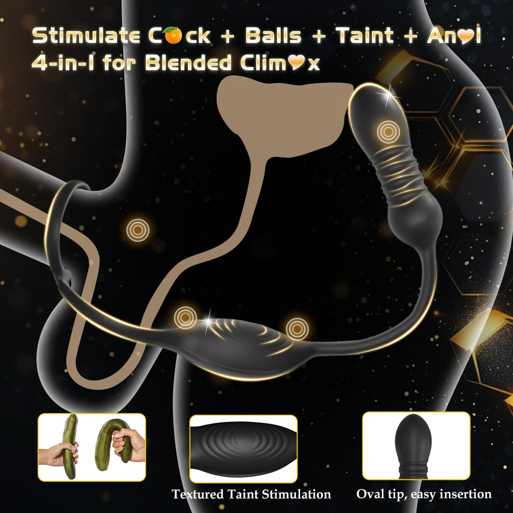 HNNPY Thrusting Prostate Massager Dildo, Male Anal Vibrator Sex Toys