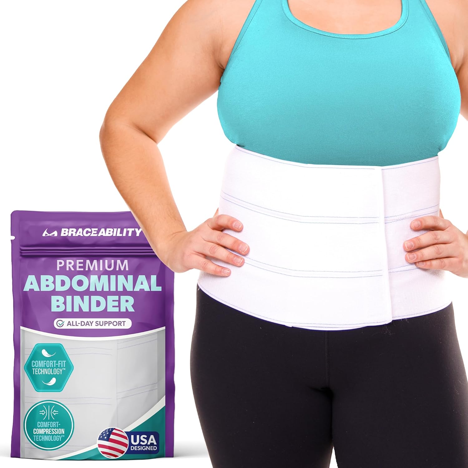 Buy now BraceAbility Medical Abdominal Stomach Binder - XXL Belly Band Compression for Diastasis Recti, Postpartum, Post-Surgical Wrap for Tummy Tuck Recovery, Post op Ab Binder for Women and Men (2XL 12") 3XL 9" at indiglob india