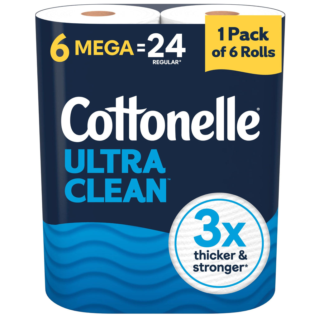 Cottonelle Ultra Clean Toilet Paper, 6 Mega Rolls = 24 Regular Rolls