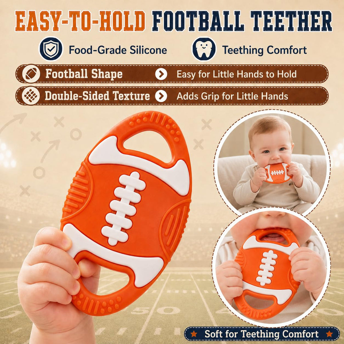 Baby Teething Toys Silicone Baby Football-Themed Teether Over 3 Months