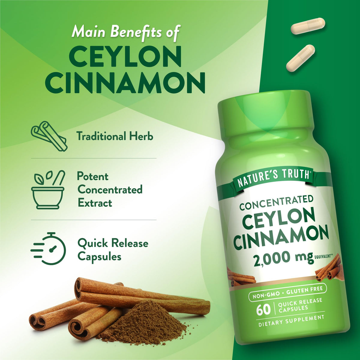 Nature's Truth Ceylon Cinnamon Pill Capsules