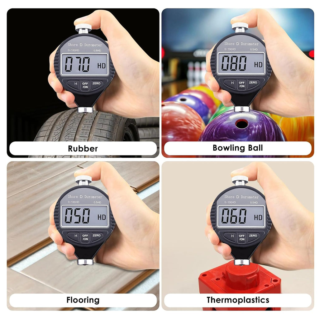 Buy now Digital Hardness Tester Portable 0-100HD Shore D Hardness Tester with Large LCD Display Digital Durometer Scale for Rubber, Tire, Plastic, Thermal Plastic, Flooring, and Bowling Ball at indiglob india