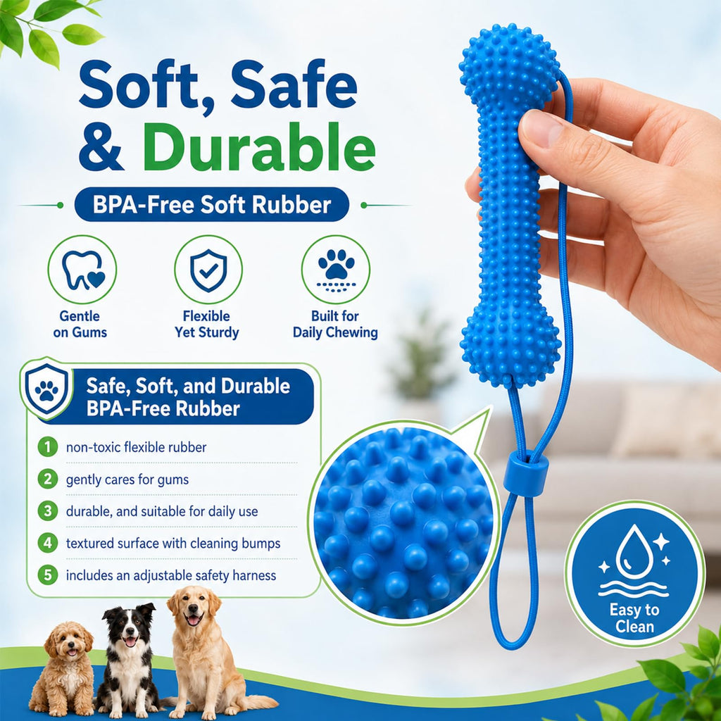 Dual-Action Canine Dental Prop, Dog Dental Chew Toy for Easier Teeth Brushing, Premium Pet Oral Care Accessory Perfect for Small Medium and Large Size Dogs (2PCS)