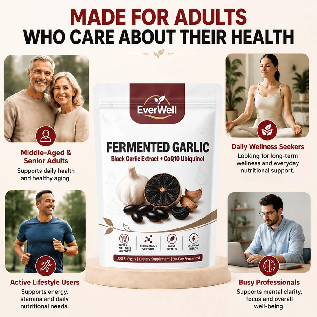 EverWell Black Fermented Black Garlic + CoQ10 Ubiquinol Softgels