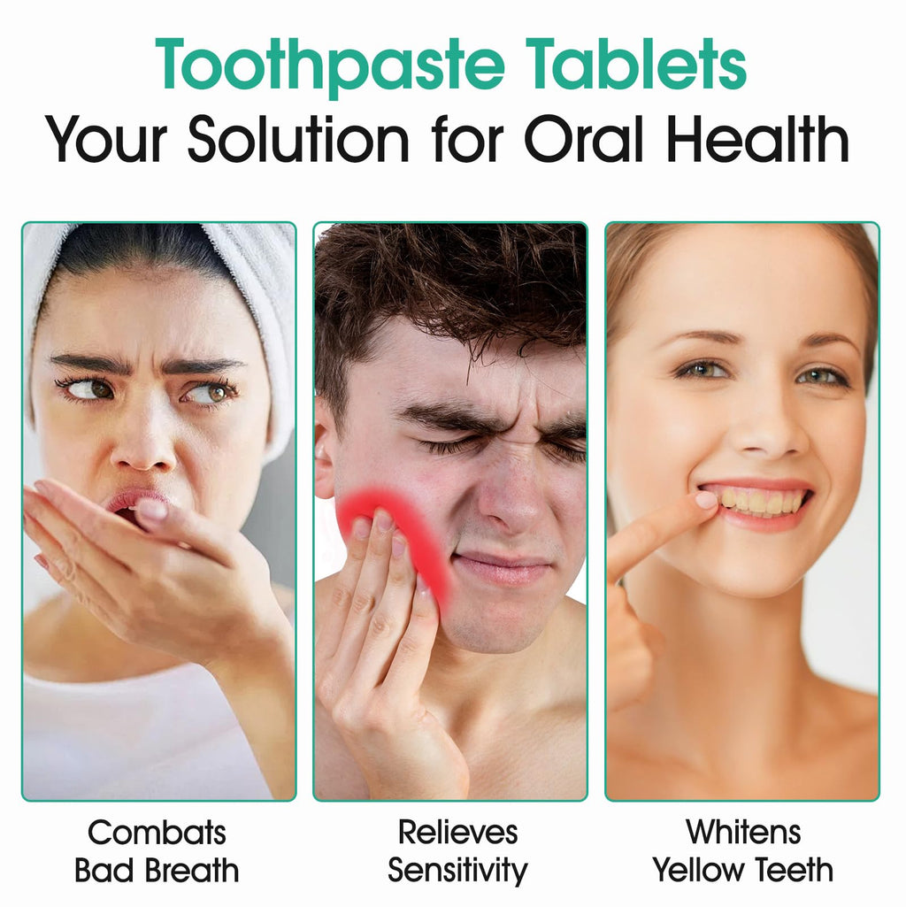 Toothpaste Tablets 150P-Nano Hydroxyapatite Toothpaste Chewable Toothpaste Tablets for Sensitive Teeth,Flouride&Plastic Free Friendly Travel Tabs,Whitening Teeth&Freshens Breath