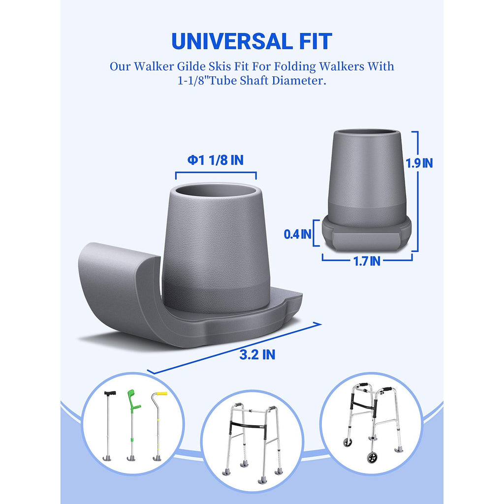 Walker Ski Glides, 4 Pack Walker Accessories for Fold Walkers