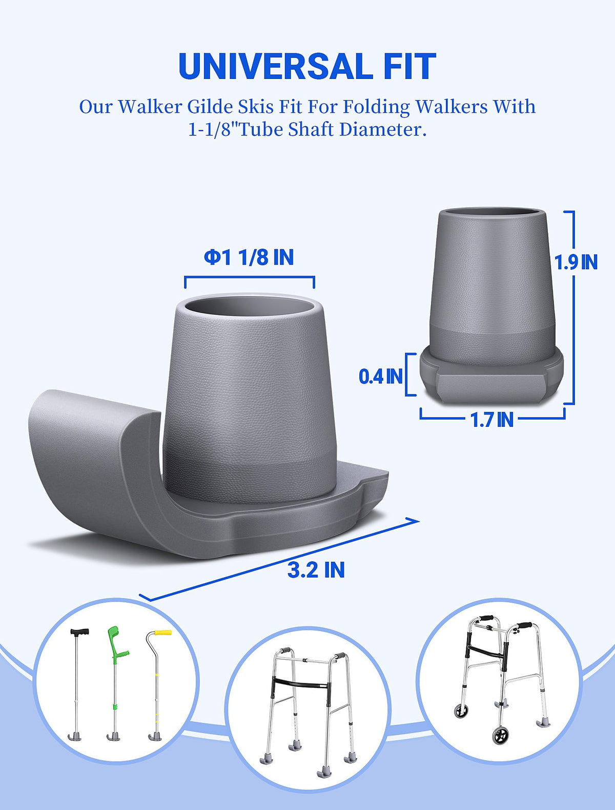 Walker Ski Glides, 4 Pack Walker Accessories for Fold Walkers
