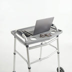 Bluestone Walker Tray Table with 2 Cup Holders, Gray