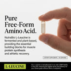 NutraBio L-Leucine Supplement - Optimal Amino Acid for Muscle Growth & Recovery - Naturally Fermented Free Form Leucine Amino Acids Supplement- Vegan, Non-GMO, Gluten Free - 400mg, 180 Capsules