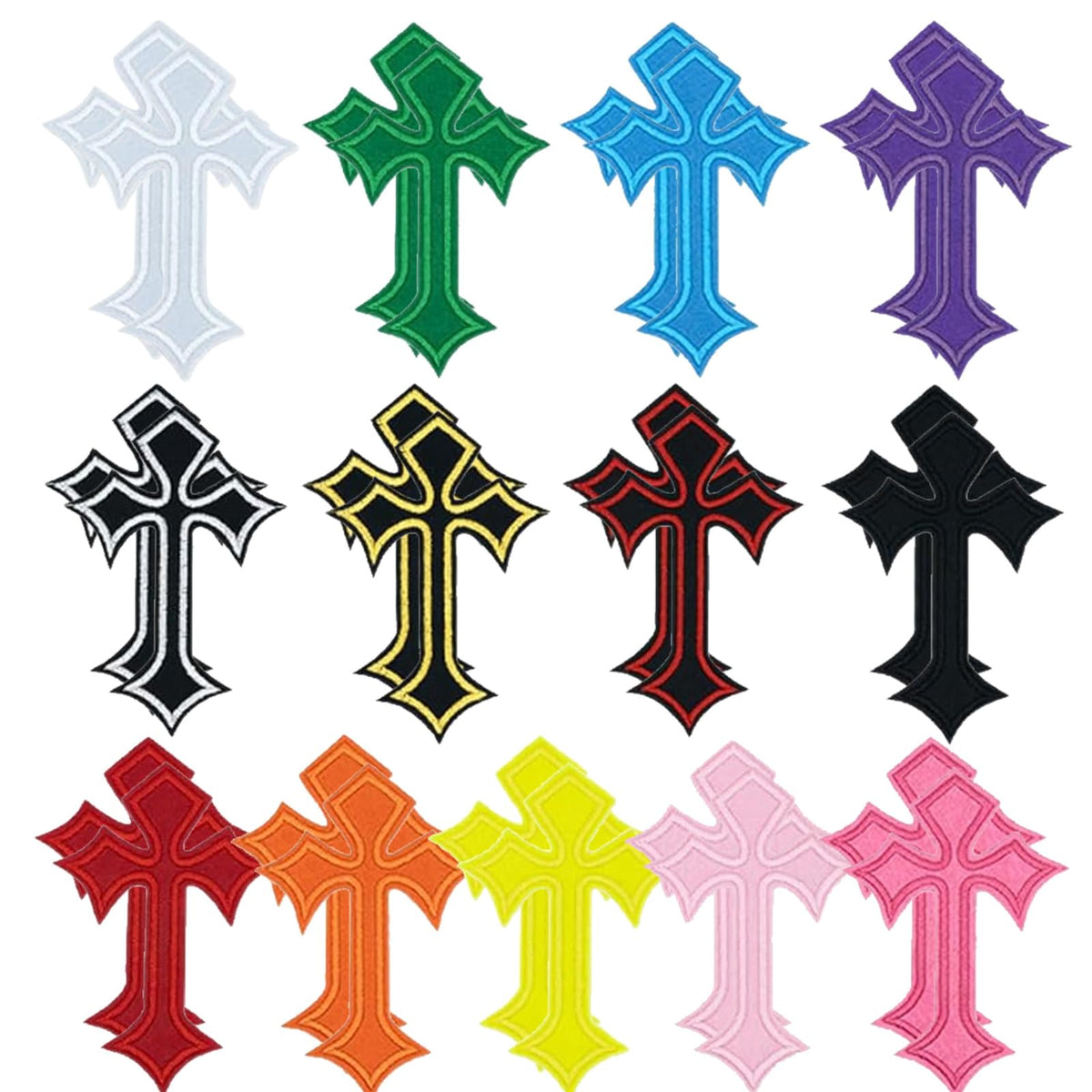 26PCS Cross Iron-On Patches,Style Embroidered Applique for Jeans,Hats,Jackets,Backpacks,Vintage Cross Patches for DIY Clothing & Decorative Repair