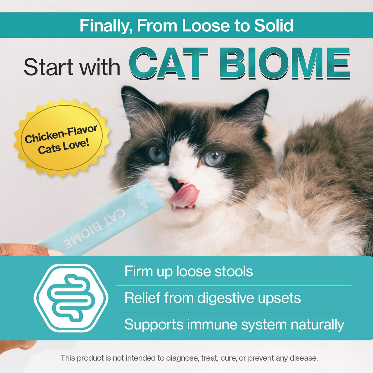 Doctor By Cat Biome Probiotics for cats Anti Diarrhea Feline Gut & Digestive Support Immune Health Sensitive Stomach Constipation with L. plantarum+Prebiotics 30 Lickable Formula Individually Packaged