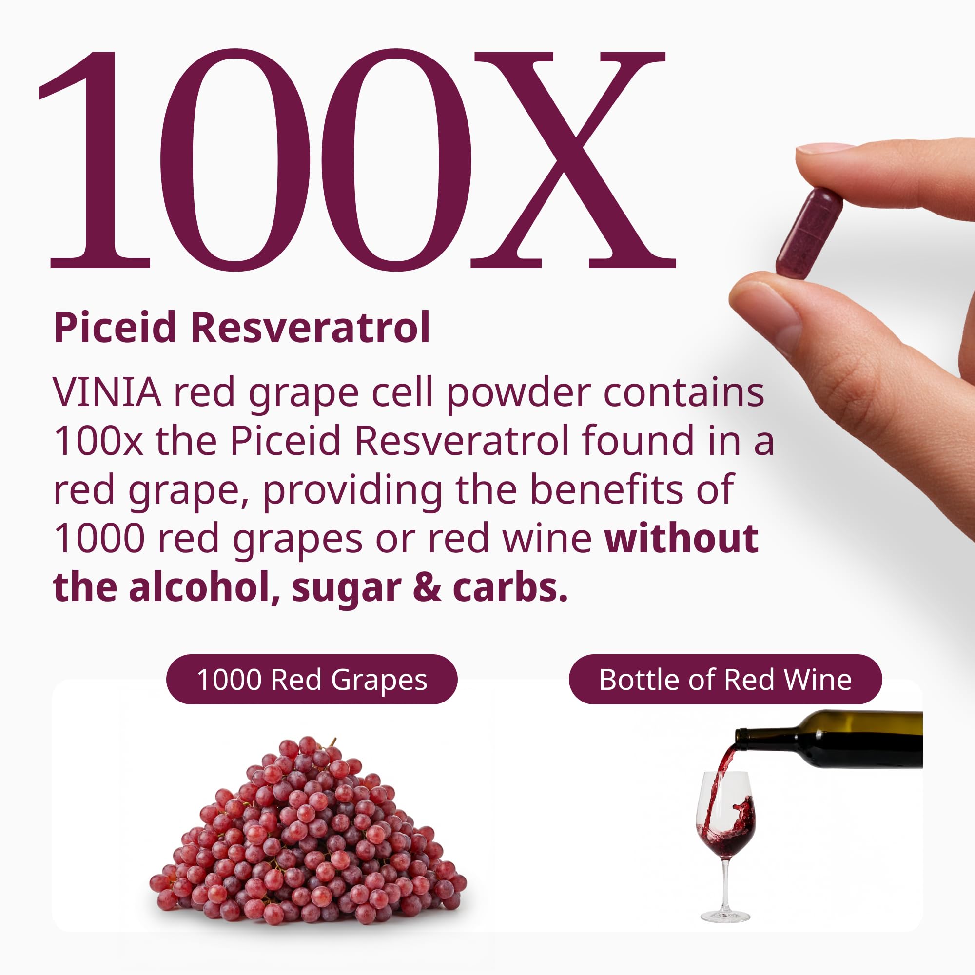 VINIA Blood Flow | Piceid Resveratrol Capsules | Vegan, Non-GMO, 30 Count | Heart Health | Healthy Blood Pressure Support* | Nitric Oxide Production | Red Grape Antioxidant Supplement