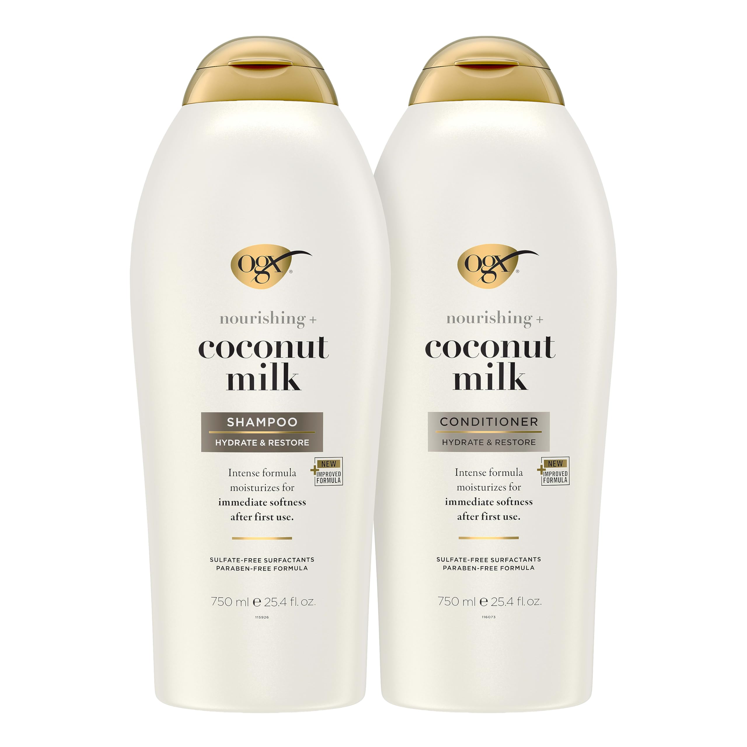 OGX Nourishing + Coconut Milk Shampoo & Conditioner Set, 2 x 13 fl. oz | Hydrates & Softens Hair, Lipi Pro Shield Technology, Creamy Coconut Milk, White Peach & Shea Butter Scent