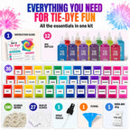 Jim&Gloria Tie Dye Kit, 36 Tiedye Powder 12 Larger Bottles Fabric Dyes for Clothing, Permanent Dye with Soda Ash Tie Dye Kits for Large Groups Paint Party Summer Activities DIY Crafts