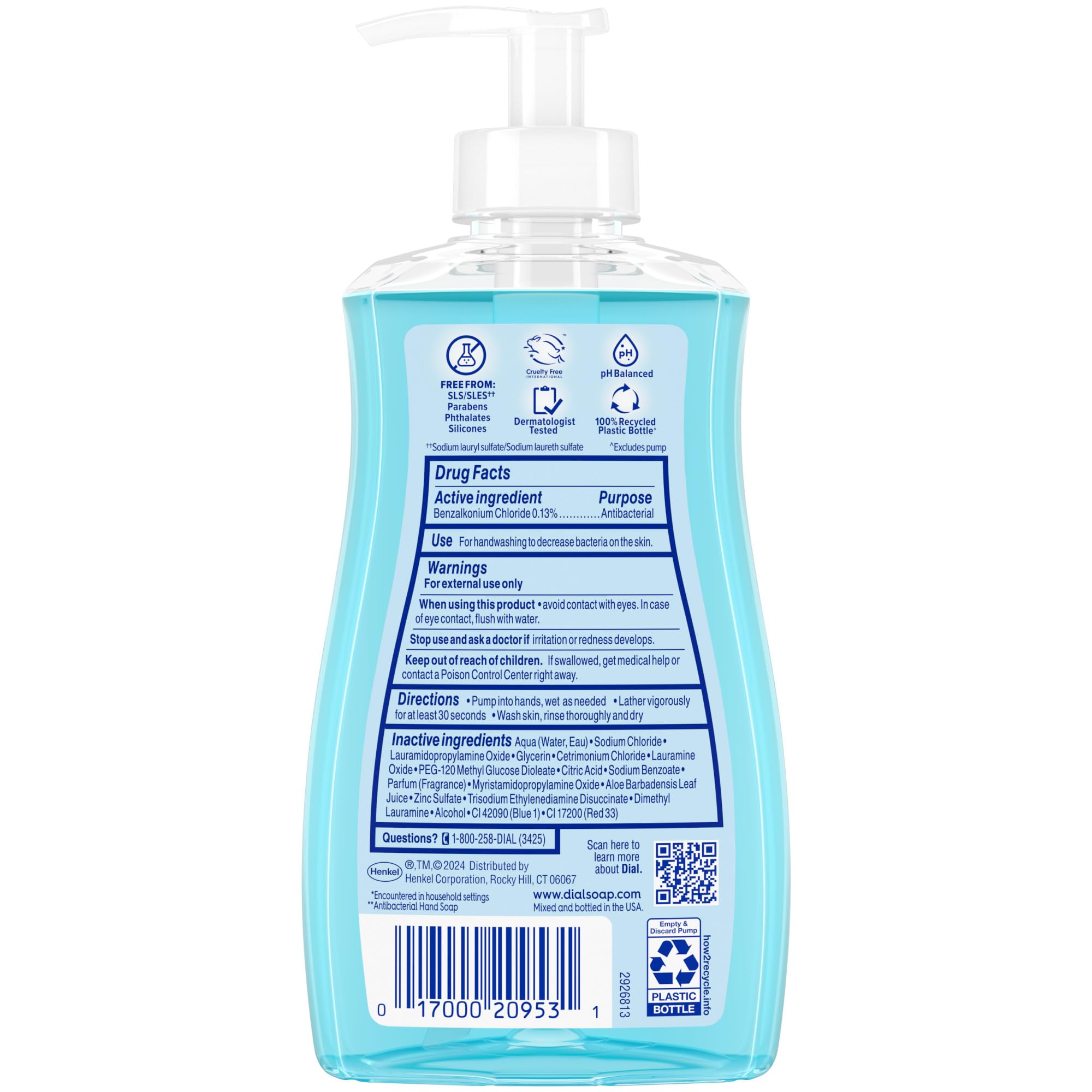 Dial Antibacterial Liquid Hand Soap, Spring Water, 11 Fl Oz
