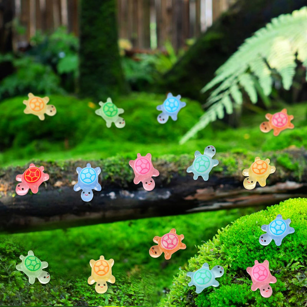 200 Pcs Mini Resin Turtles Glow in the Dark Sea Animals for Dollhouse Decor