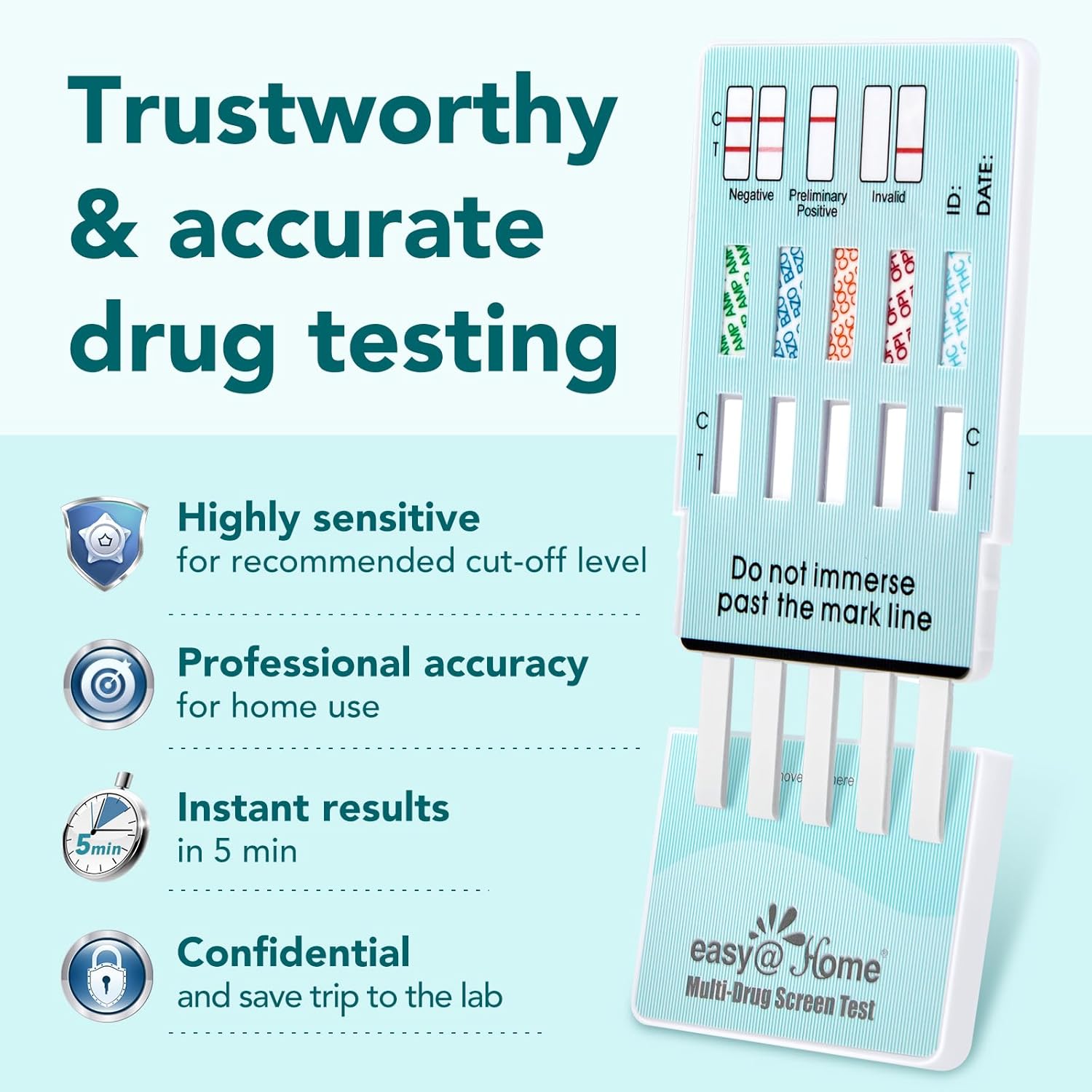 Buy now Easy@Home 5 Panel Urine Drug Test Kit [5 Pack] - THC/Marijuana, Cocaine, OPI/Opiates, AMP, BZO All Drugs Testing Strips in One Kit - at Home Use Screening Test with Results in 5 Mins #EDOAP-754 at indiglob india
