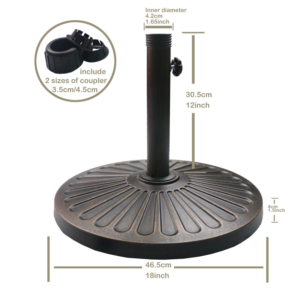 Sunnyglade 18" 30.2-lb Heavy Duty Round Patio Umbrella Base Antiqued Bronze