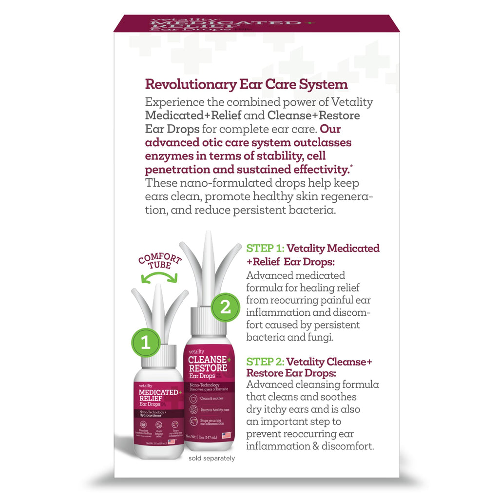 Vetality Medicated Otic Drops for Dog Ear Infection Treatment, 2 fl oz
