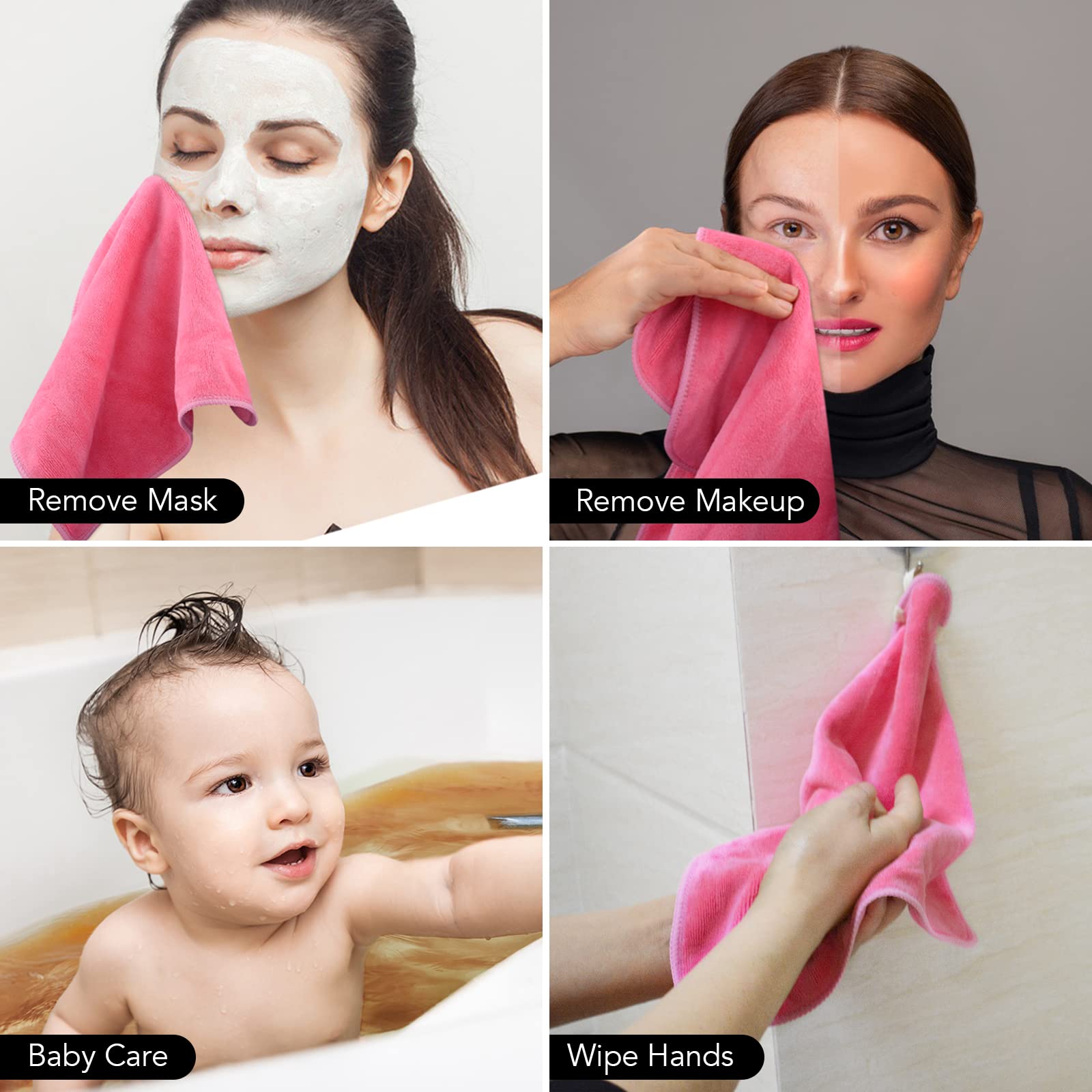 Buy now SINLAND Microfiber Facial Cloths Fast Drying Washcloth 12inch x 12inch Dark Pink 10 pack at indiglob india