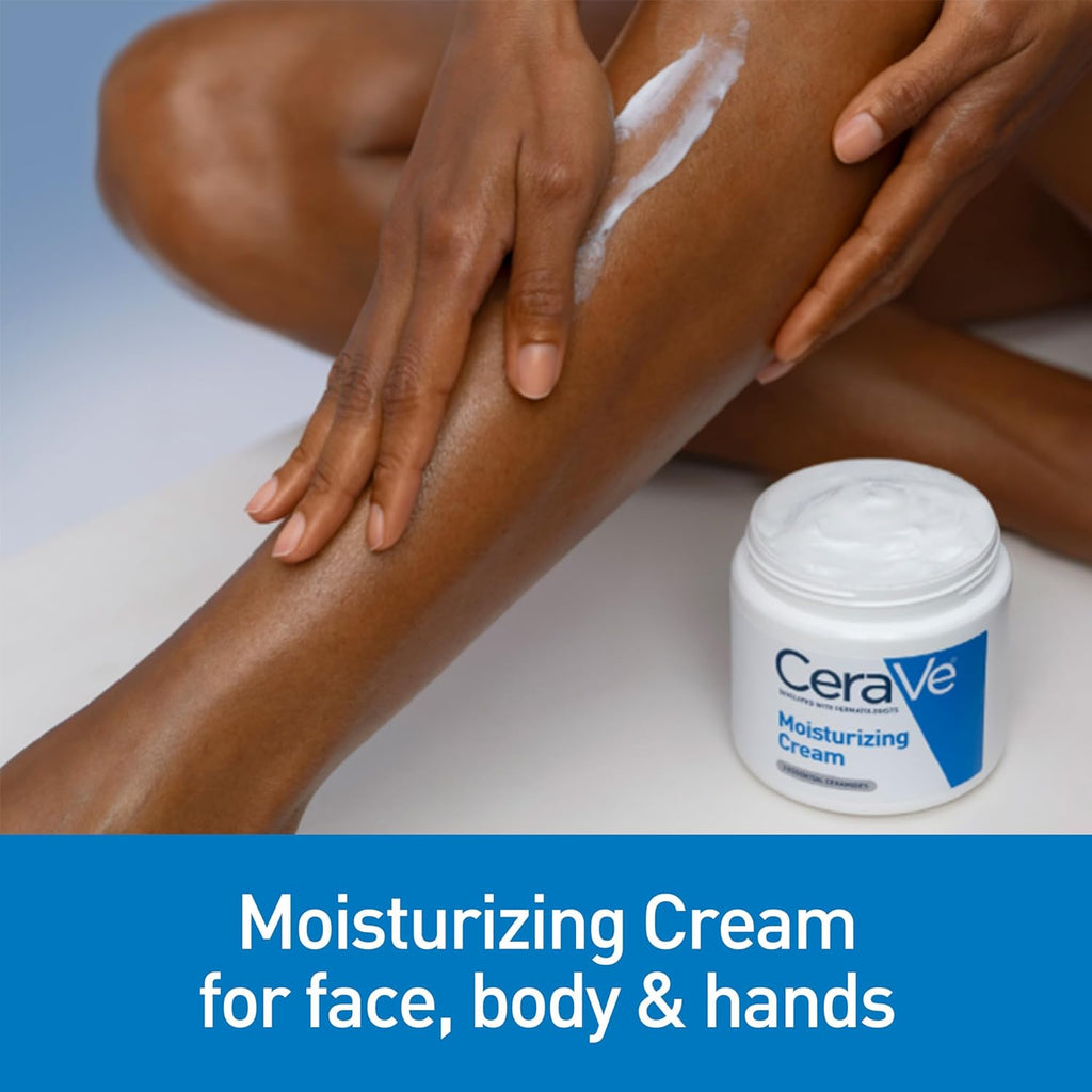 Buy now CeraVe Moisturizing Cream, Body and Face Moisturizer for Dry Skin, Body Cream with Hyaluronic Acid and Ceramides, Daily Moisturizer, Oil-Free, Fragrance Free, Non-Comedogenic, 19 Ounce at indiglob india