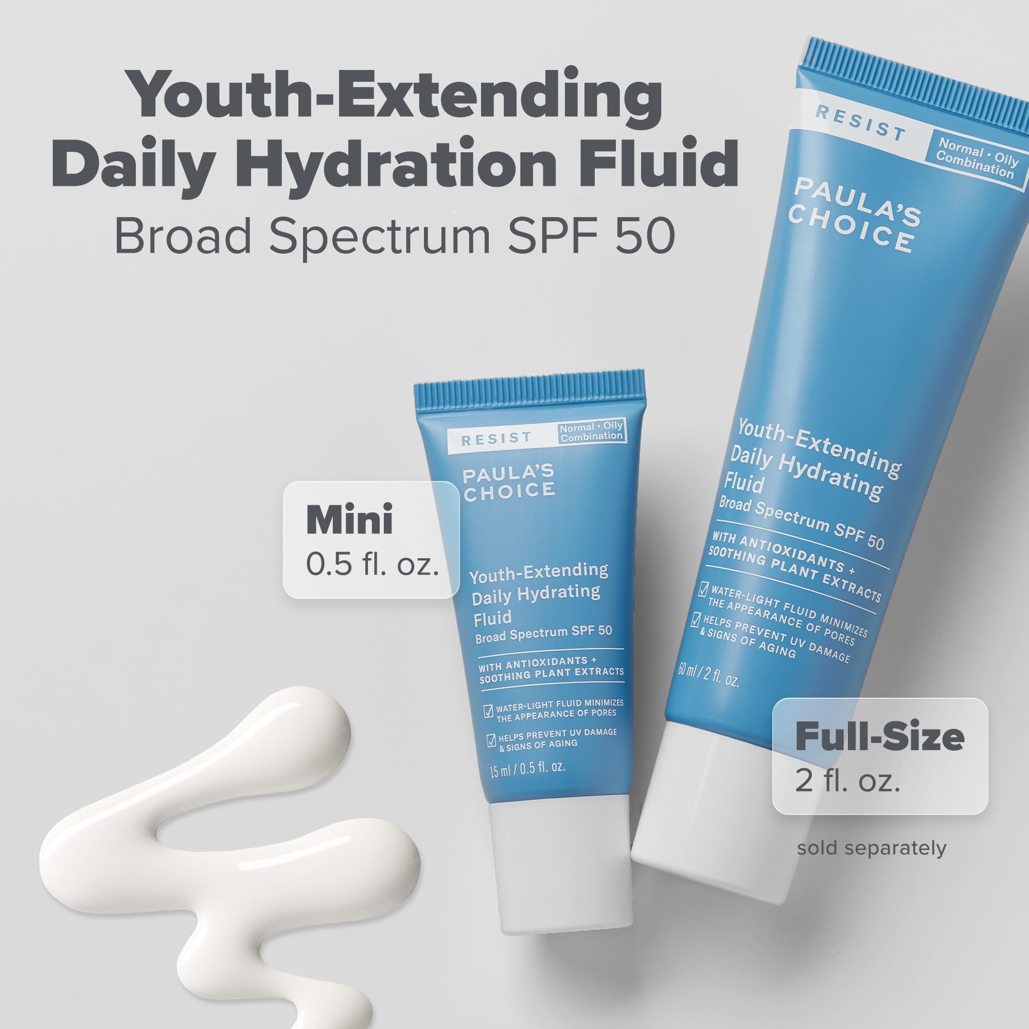 Paula's Choice RESIST Hydrating Fluid Face Moisturizer SPF 50 | Face Sunscreen for Oily Skin with Chamomile & Vitamin E, UVA/UVB Protection, Fragrance-Free, TSA Friendly