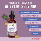 MARYRUTH'S Megadose Vitamin D3 Drops, Vitamin D 4000 IU, Vegan, 30 Servings | USDA Organic, Immune Support & Bone Health, Vegan, Gluten Free, Non-GMO