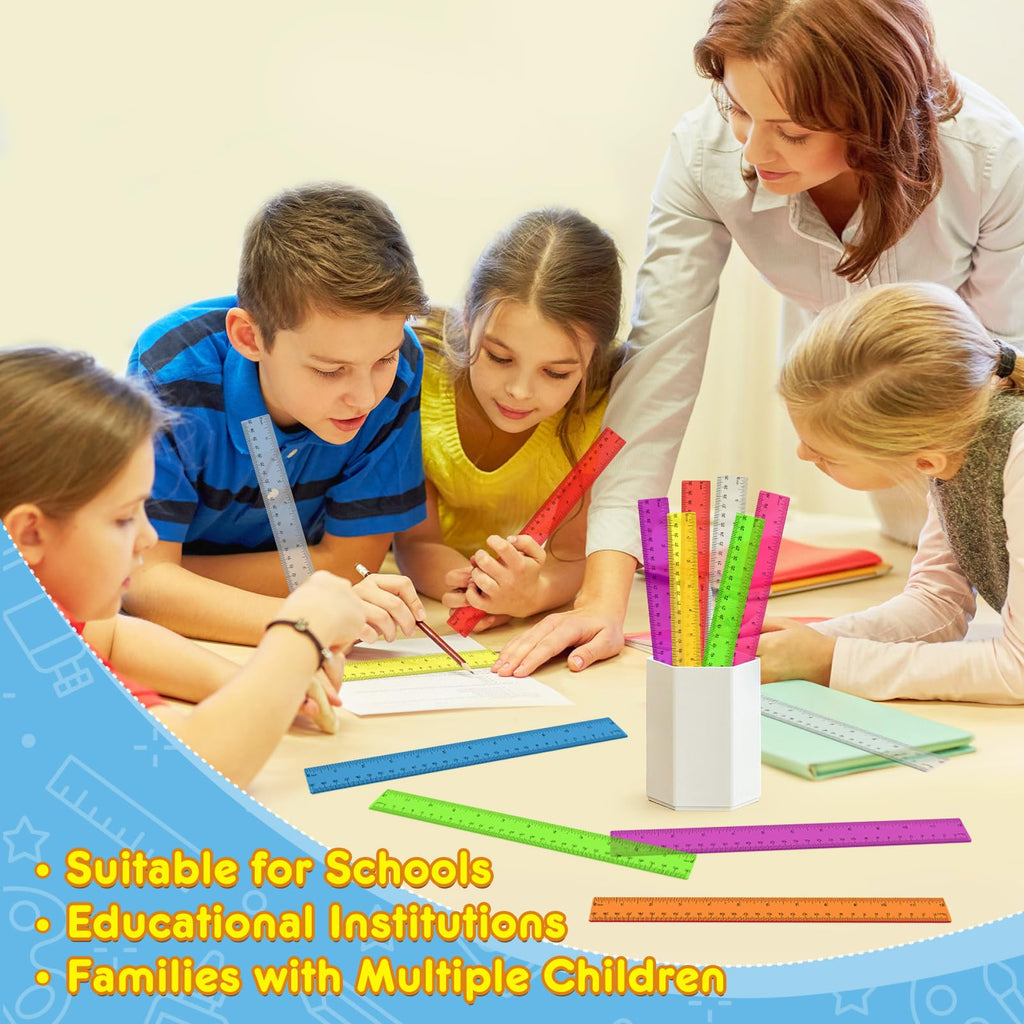 32 Pcs Clear Plastic Rulers, 12 Inch Transparent Rulers for Classroom