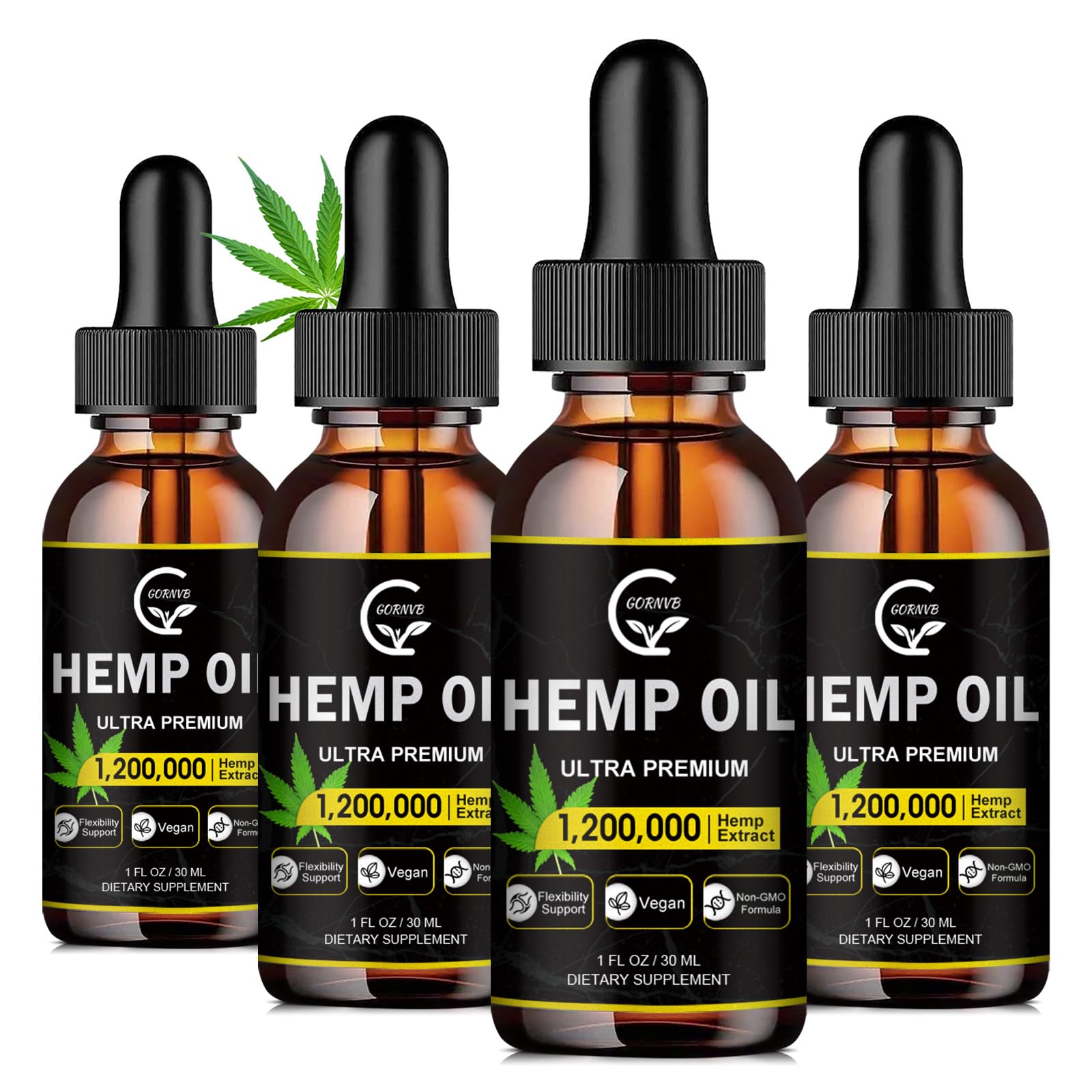 (2-Pack) High Potency Hemp Oil - Maximum Strength, Immune System Support, Focus Calm, Relaxation, Mood, Pure Extract, Organic, Vegan, Gluten-Free