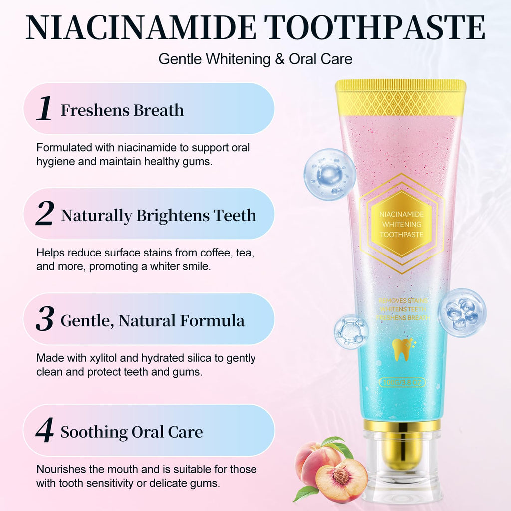 2Pack Niacinamide Whitening Toothpaste, Niacinamide Intensive Toothpaste, Fresh Breath, 7.6 Oz