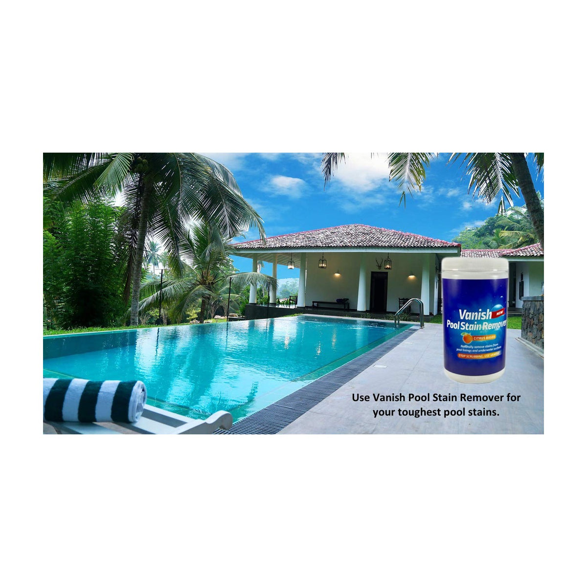 Bosh Chemical Vanish Pool & Spa Stain Remover 2 Pack (4LBS)- Natural Safe Citrus Based, Works Excellent on Vinyl, Fiberglass, and Metals, Removes Rust and Other Tough Stains