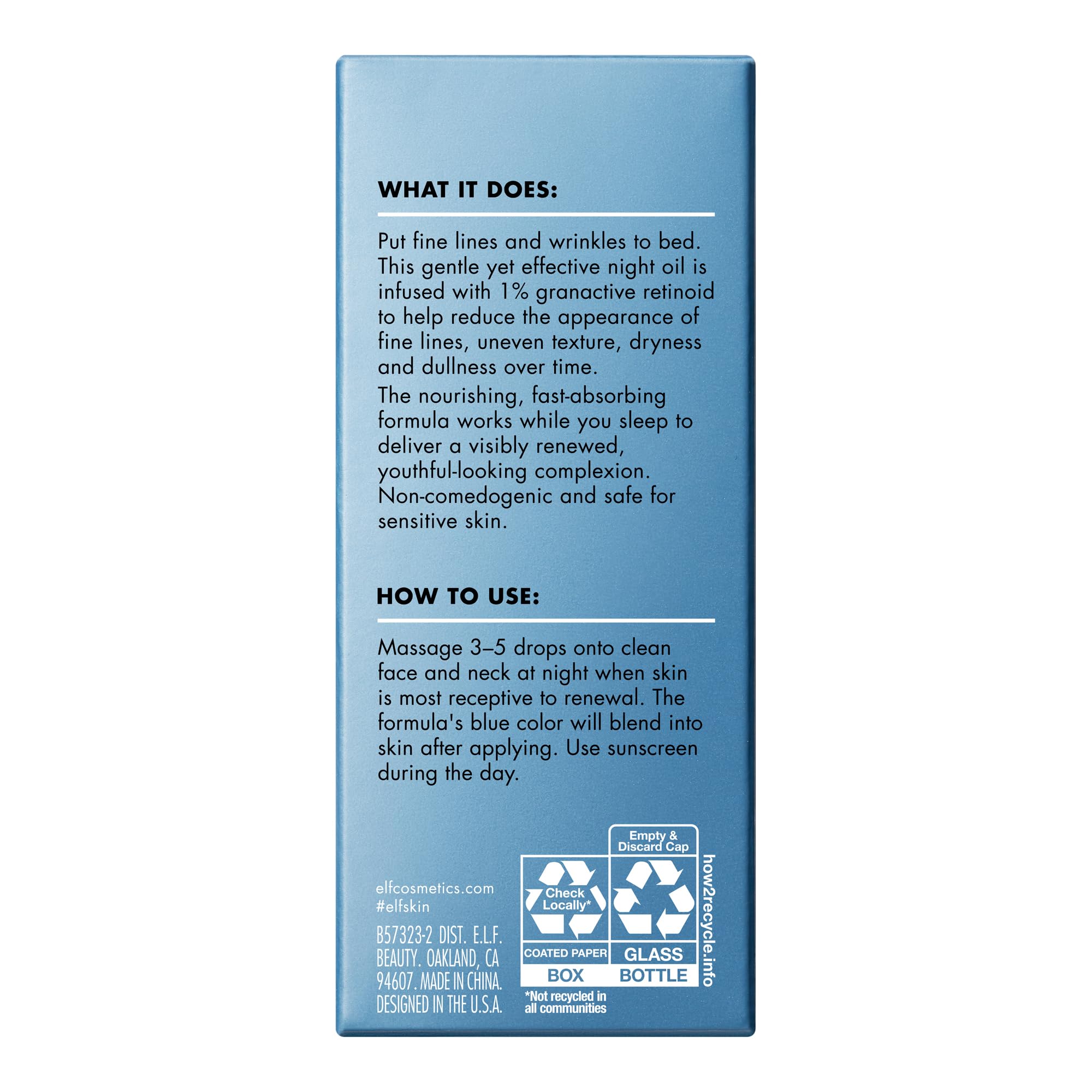 Buy now e.l.f. SKIN Youth Boosting Blue-ty Sleep Night Oil, Gentle Overnight Face Oil, Treats Fine Lines & Uneven Texture, Lightweight, Vegan & Cruelty-Free at indiglob india