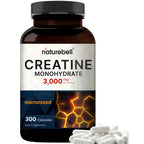 NatureBell Creatine Monohydrate Capsules 3,000mg Per Serving, 300 Count | Micronized, Unflavored Creatine Pills | Pre-Workout & Muscle Strength Support | Easy to Swallow, Filler-Free | 50 Servings