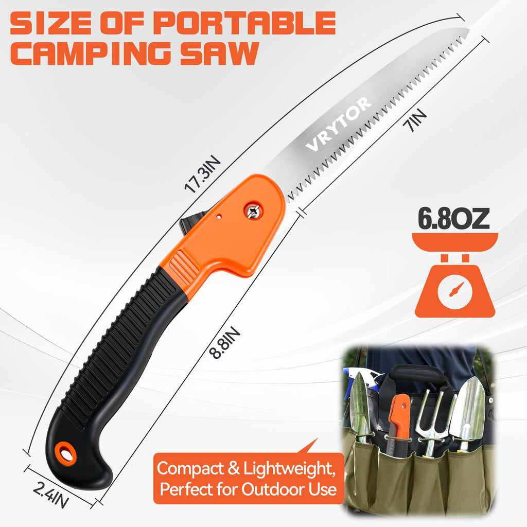 Pruning Saw, 7IN Heavy Duty Folding Hand Saw with Safety Hand Guard