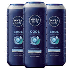 Buy now NIVEA MEN Cool Body Wash, Icy Menthol and Yuzu Scent, 3-in-1 Men's Body Wash, Face and Hair, Paraben Free, pH-Skin Friendly, 16.9 Fl Oz Bottle, Pack of 3 at indiglob india