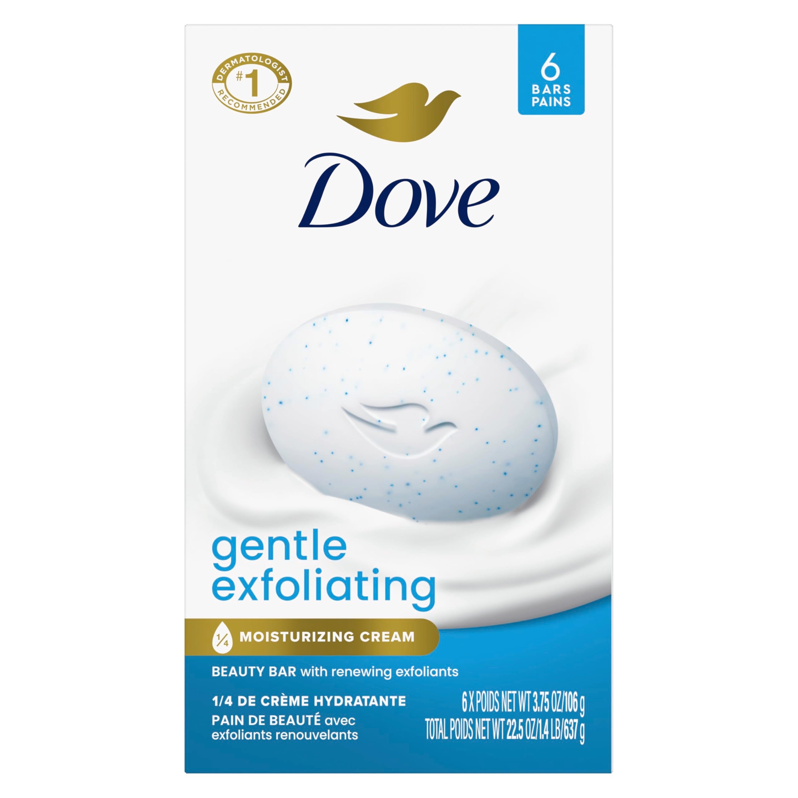 Buy now Dove Beauty Bar for Softer Skin Gentle Exfoliating More Moisturizing Than Bar Soap 3.75 oz 6 Bars at indiglob india