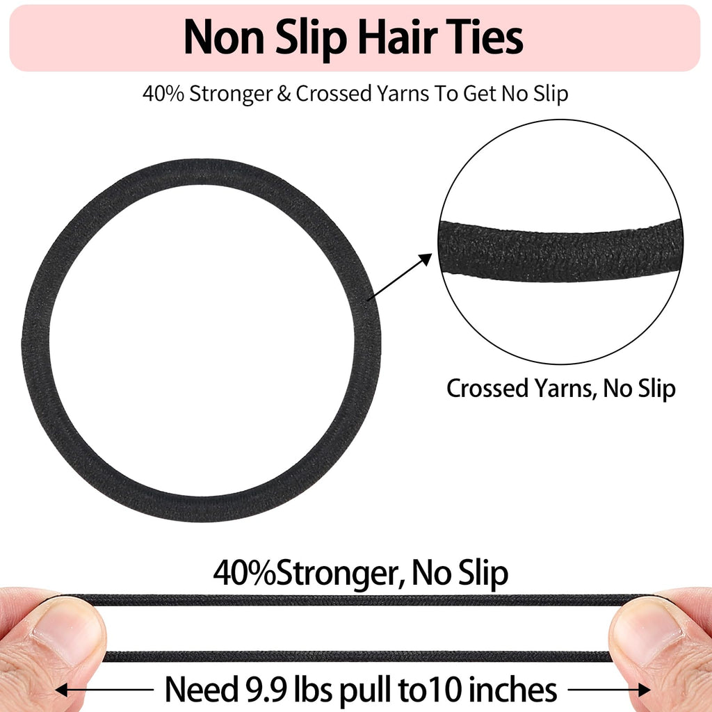 ADRIONE Colorful Hair Ties for Women, Girls & Kids 288 Bulk Pack, 4MM Ponytail Holders Hair Elastic Bands for Thick, Medium, Thin, Fine, Short Hair Rubber Bands No Damage Non Slip (40 Assorted Colors)