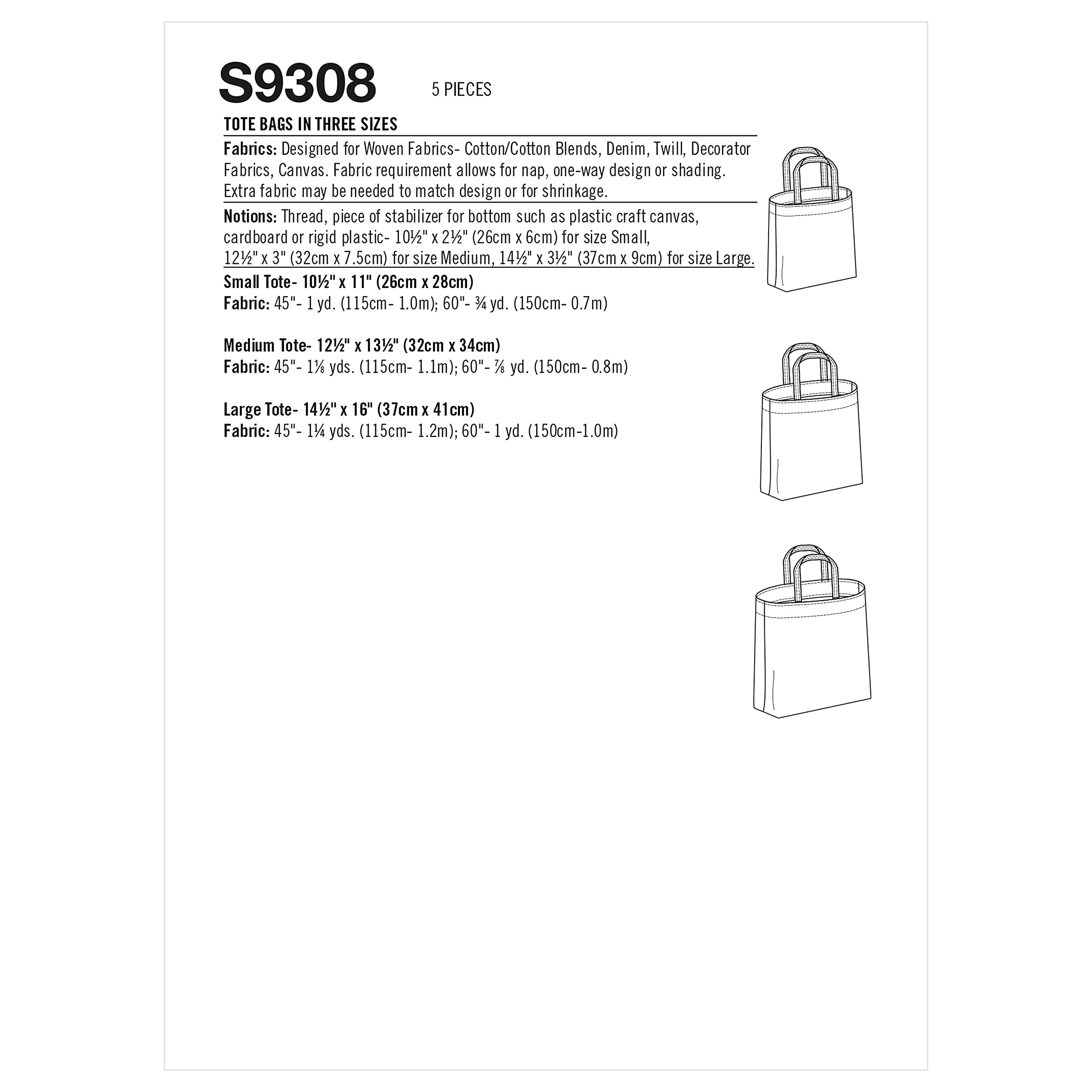 Buy now Simplicity Unlined Tote Bag Packet, Code 9308 Sewing Pattern, One Size, White, (SS9308OS) at indiglob india