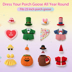 8 Set Holiday Porch Goose Outfits All Seasons Bundle for Valentine St. Patrick Easter Summer 4th of July Fall Halloween Christmas - Lawn Porch Goose Clothing for Patio Yard Decor