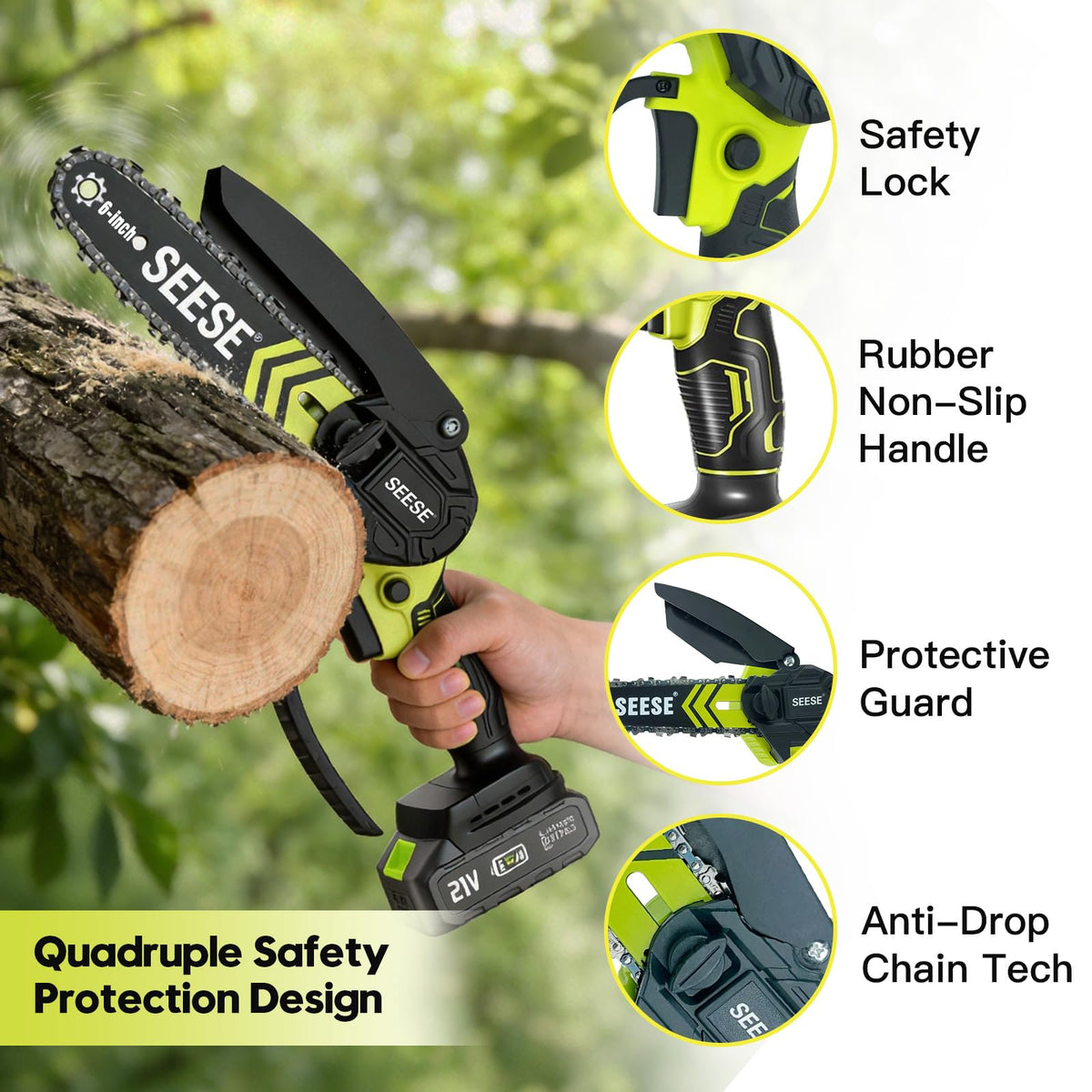 6-inch Mini Chainsaw Cordless: Pure Copper Brushless Motor, High Efficiency, Low Noise, Up to 80-Min Runtime for Trimming, Shrub Pruning and Wood Cutting, Best Gifts for Father, Dad, Husband, Men