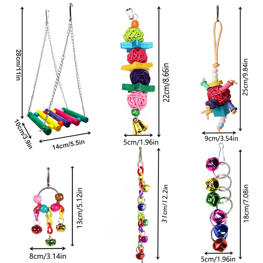 8 Pcs Parakeet Cockatiel Bird Toys, Parrots Conures Budgies Cage Accessories