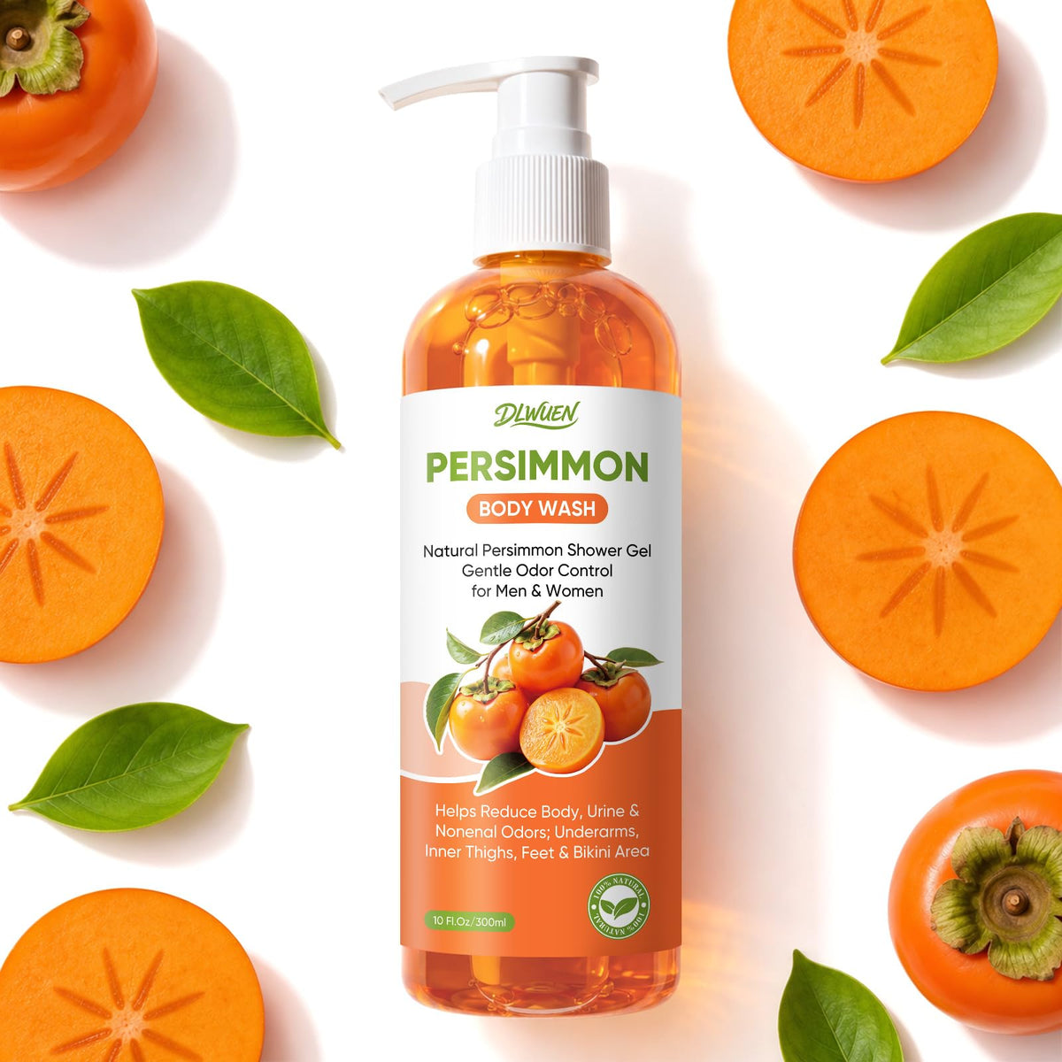 Persimmon Body Wash for Odor Control, Natural Deodorant Nonenal Soap