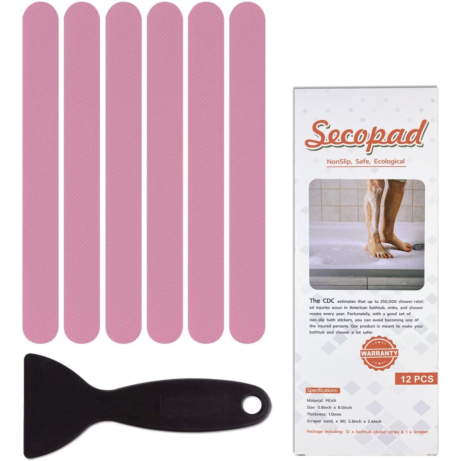 Buy now Anti Slip Shower Stickers 24 PCS Safety Bathtub Strips Adhesive Decals with Premium Scraper for Bath Tub Shower Stairs Ladders Boats Pink 24 at indiglob india
