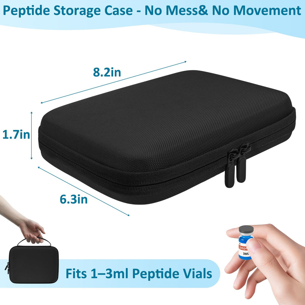 3ML Peptide Case – 63-Slot Peptide Organizer with Mesh Pocket, Fits 3ml Bottles, Peptide Storage Case for Fridge (Bag Only)