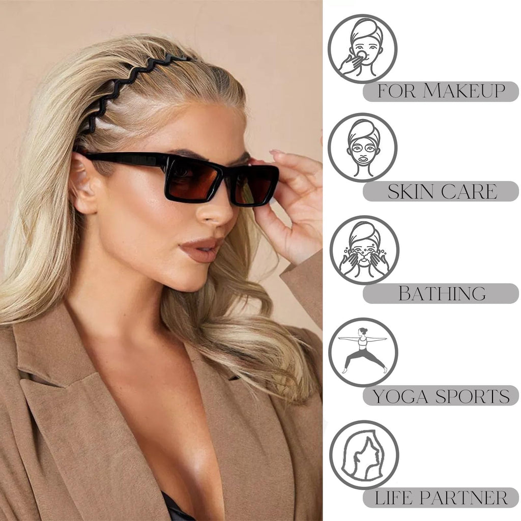 6 PCS Zig Zag Headbands Plastic Wavy Hair Head Band Comb with Teeth Hoop Accessories for Women Men Girls, Matte Morandi