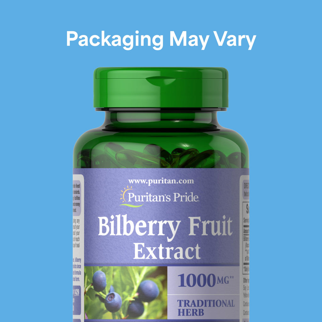 Puritan's Pride Premium Bilberry Fruit Extract 250mg, 180 Softgels