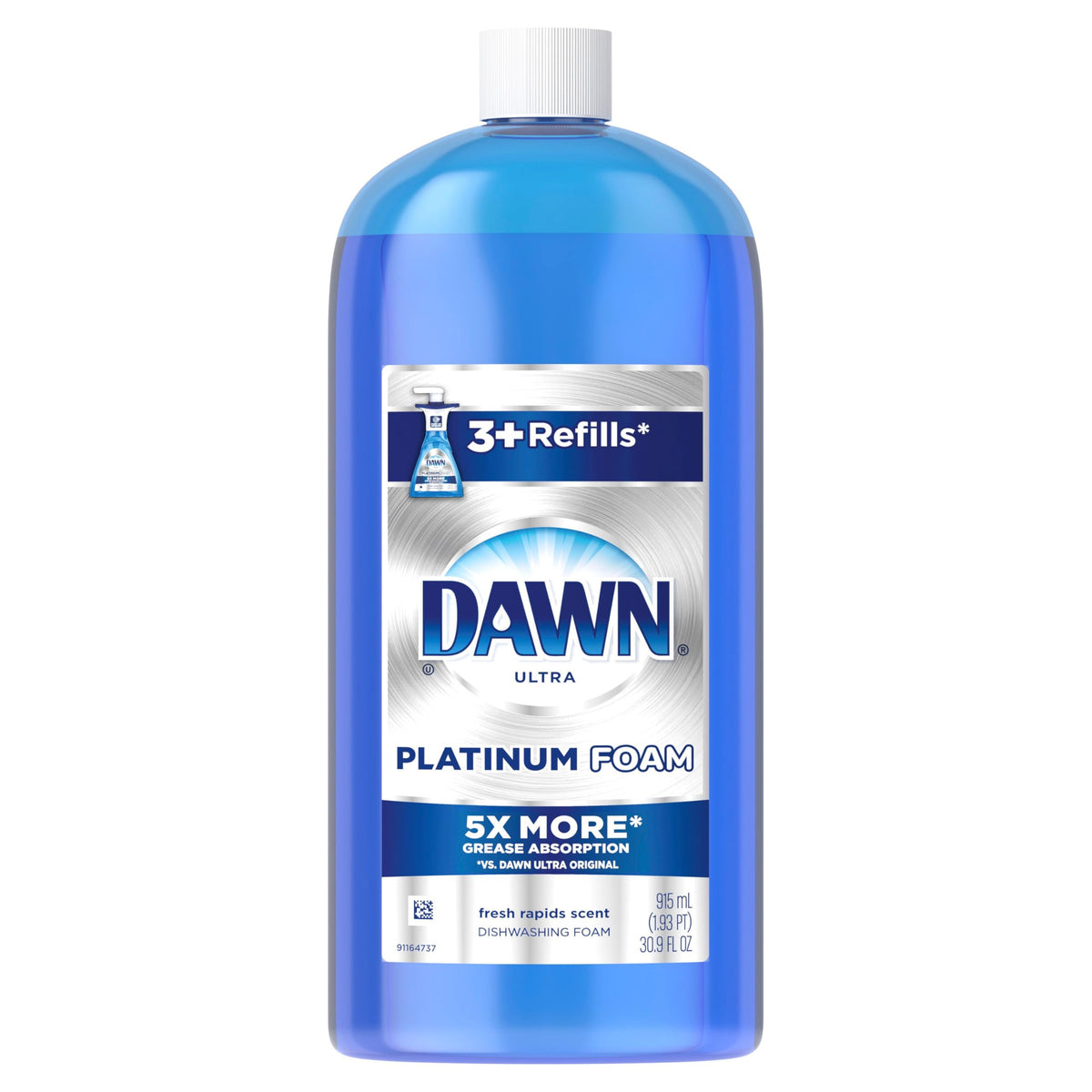 Dawn Dish Soap, Direct Foam Dishwashing Foam, Refill, Fresh Rapids Scent, 30.9 Fluid Oz (Pack of 6)